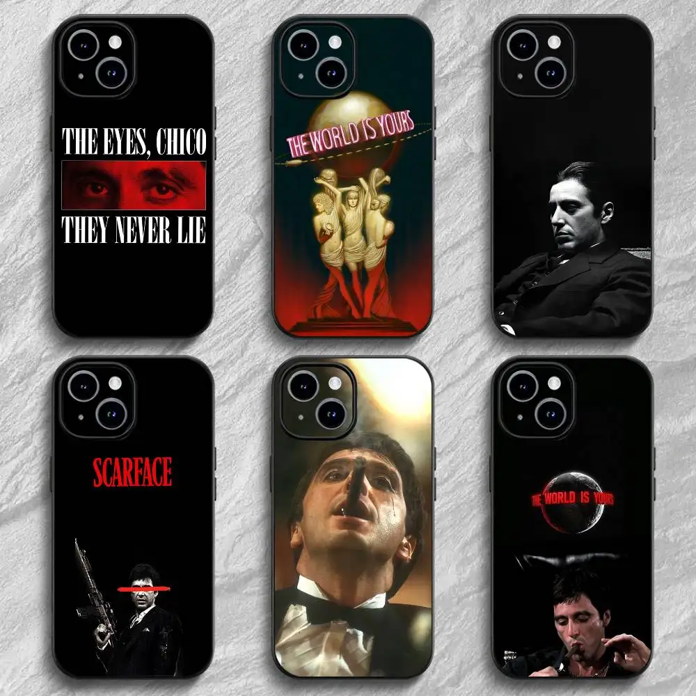 Capa de Silicone Antichoque Clássica do Filme Scarface de 1983 para iPhone 17 16 15 11 12 14 13 Pro Max Mini XS XR 7 Plus 16E
