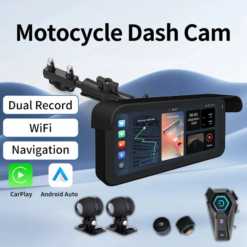 

MG600 6.25Inch Display Motorcycle Navigator GPS Wifi Wireless Carplay Android Auto Screen Dual Camera Tire Pressure Kits