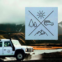 Off-road vehicle stickers I Mountain and sun design I Land Rover Defender stickers I 4x4 adventure stickers I All-wheel drive