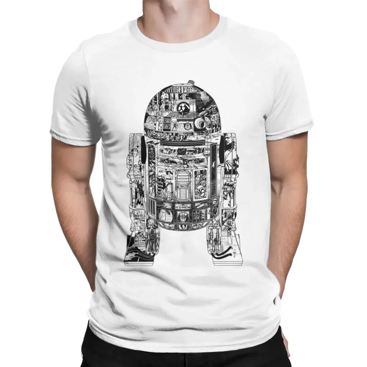 Винтажная футболка Epic R2D2 Stars Wars, мужские футболки с круглым вырезом из чистого хлопка, футболки с короткими рукавами, топы больших размеров Винтажная футболка Epic R2D2 Stars Wars, мужские футболки с круглым вырезом из чистого хлопка, футболки с короткими рукавами, топы больших размеров