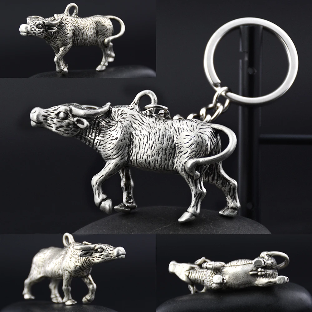 1 Stück 14-Stil Vintage Tiger Ziege Krokodil Nashorn Tier Charm Tasche Schlüsselanhänger Auto Schlüsselanhänger Schlüsselanhänger Schmuck Geschenk für Männer Kinder – Detail 15
