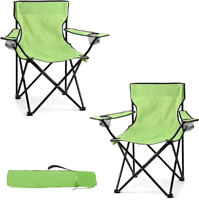 2-Piece Lightweight Camping Chair with Durable Portable Design for Teens and Small People for Beach Picnicking Carrying Bag