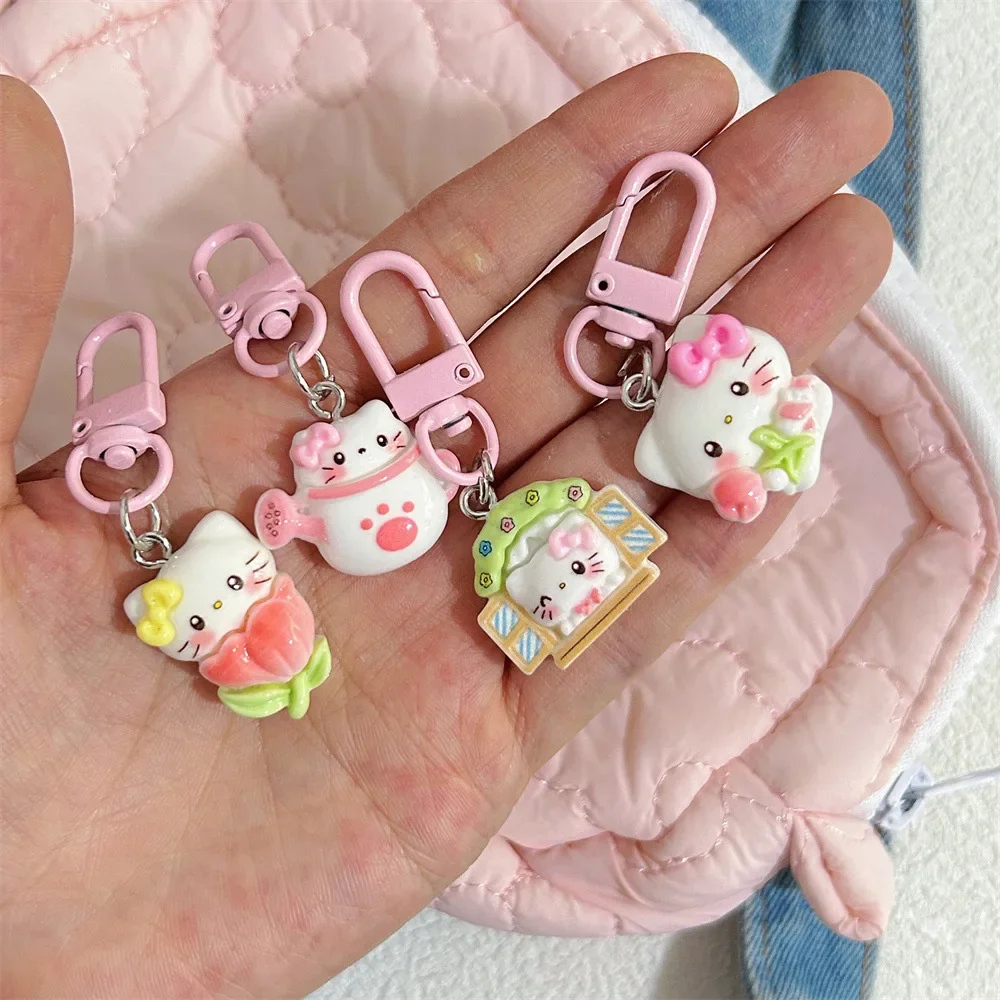 

Sanrio Flower Hello Kitty Series Keychain Girl Cute Sweet Cartoon Backpack Pendant Decoration Best Friends Holiday Gifts