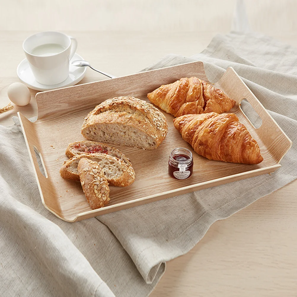 

1Pcs Wooden Thick Serving Tray Wood Tray with Handles for Breakfast Bed Dining Indoor Outdoor Wooden Trays with Handles