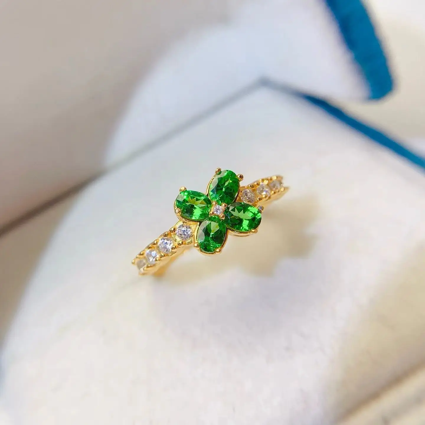 Certified Natural Tsavorite Ring 925 Silver, Unique Flower Cluster Design Gemstone Ring for Women, Fine Jewelry with Gift Box