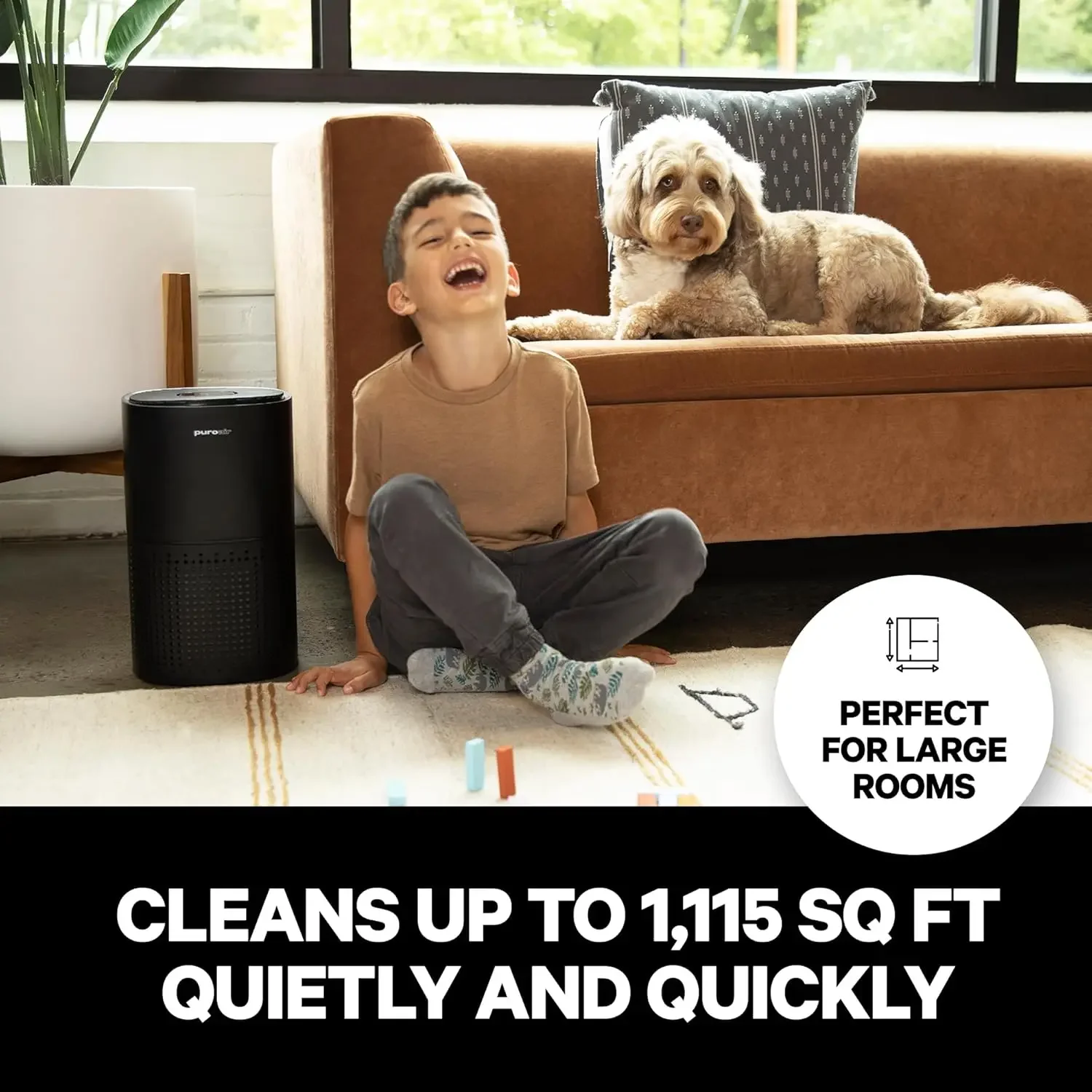 PuroAir Air Purifier for Homes - Covers 1,115 Sq Ft  Cleans Air Automatically 24/7  Best Air Purifier for Allergies