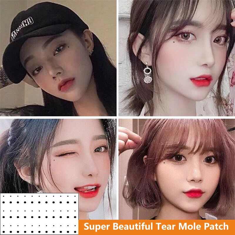 10 แผ่นสีดําชั่วคราว Tattoo Diy Tear Mole สติกเกอร์น้ํา Body Art Dot Fake Tattoo Eye มุมแต่งหน้าความงาม Moles