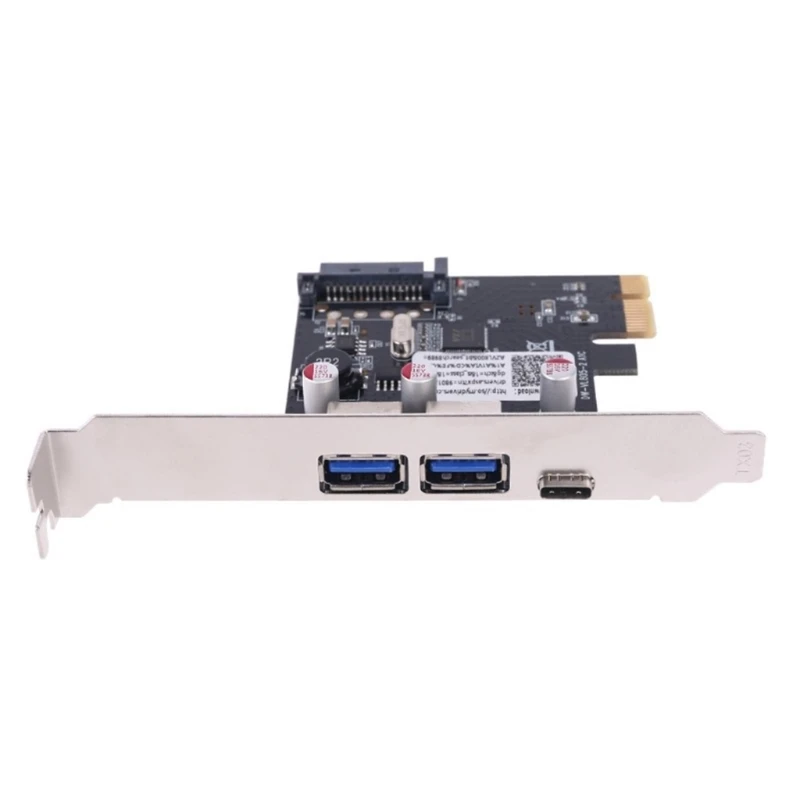 Y1UB Pcie To Usb3.1 TypeC Expansion Card Usb3.0 TypeA Adapter Card 2Power Port for Desktop Computer Adapter
