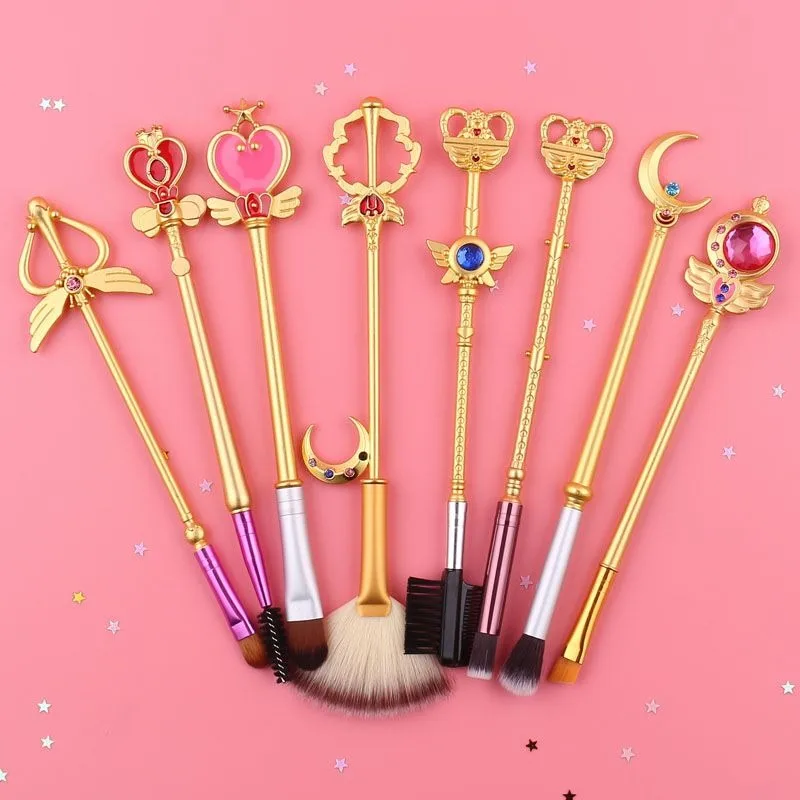 

New Sailor Moon Makeup Set Anime Peripherals Eyebrow Brush Foundation Brush Makeup Storage Set Birthday Gift for Girlfriend