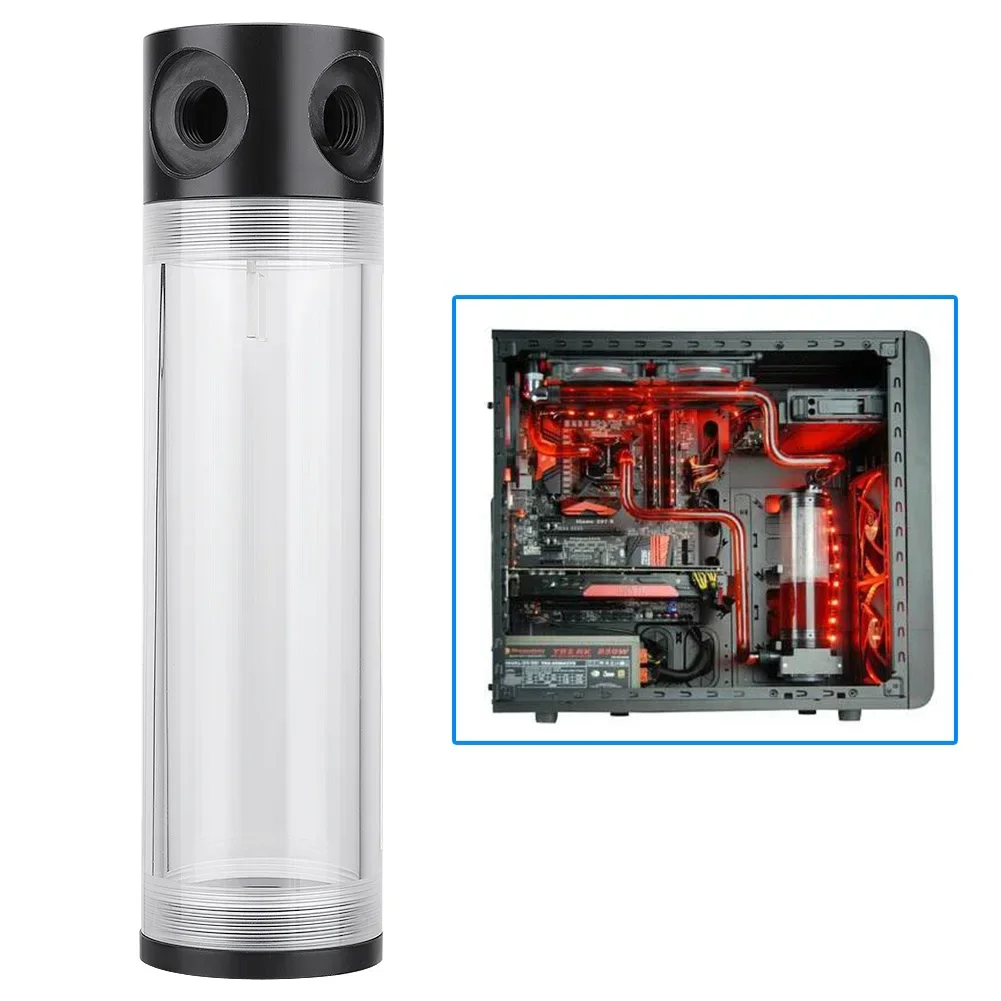 Cylinder water cooling reservoirs G1/4 threaded, 50mm diameter, for PC water cooling systems, length 190/400mm