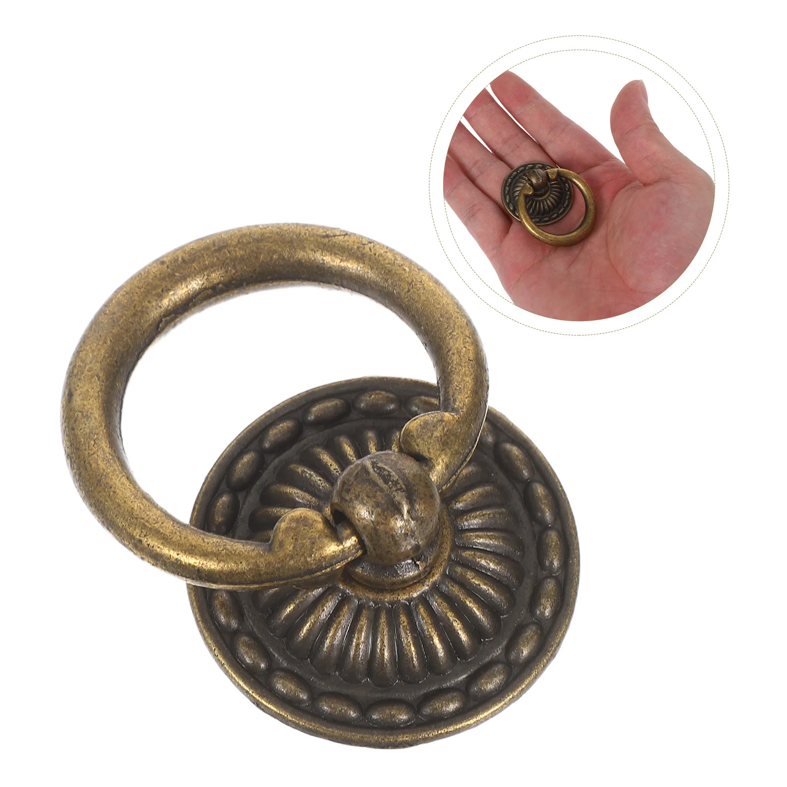 

8Pcs Bronze Cabinet Pulls Vintage Round Ring Single Hole Drawer Handles Zinc Alloy Kitchen Dresser Cupboard