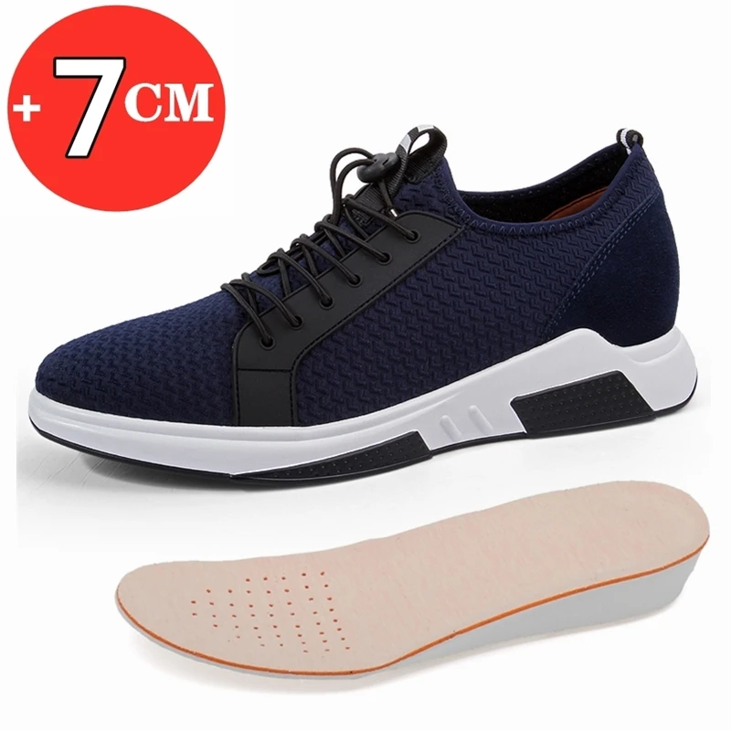 FUQIAO Men Lift Sneakers Summer Breathable Man Sports Elevator Shoes Height Increase Shoes Insole 7-8cm Fashion Casual Shoes