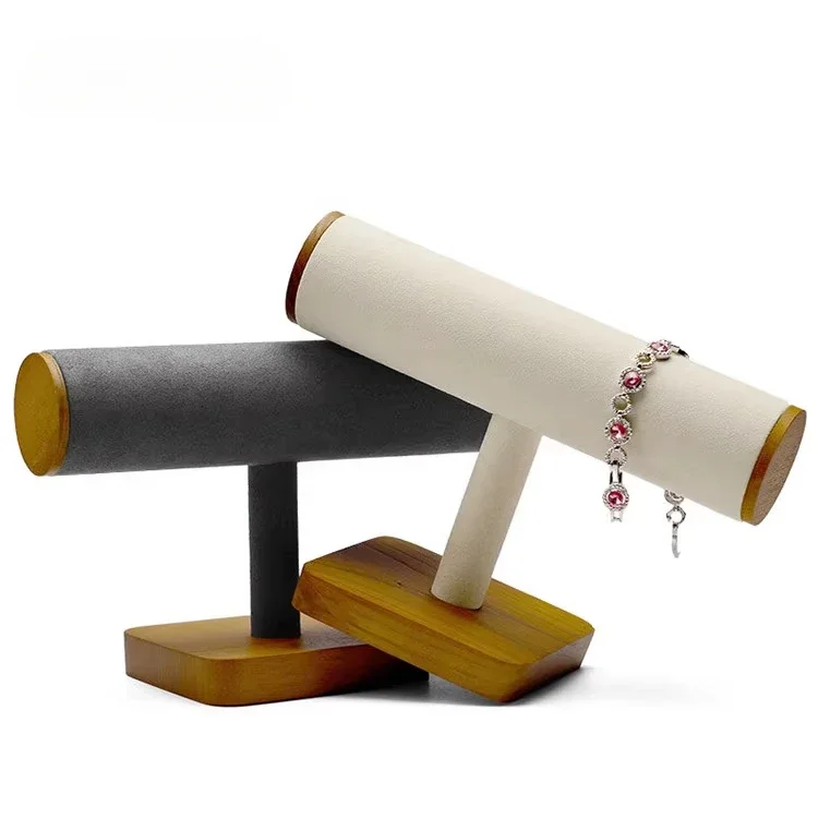 

Bracelet display stand Solid wood jewelry display props Retro column I-shaped jewelry props watch rack
