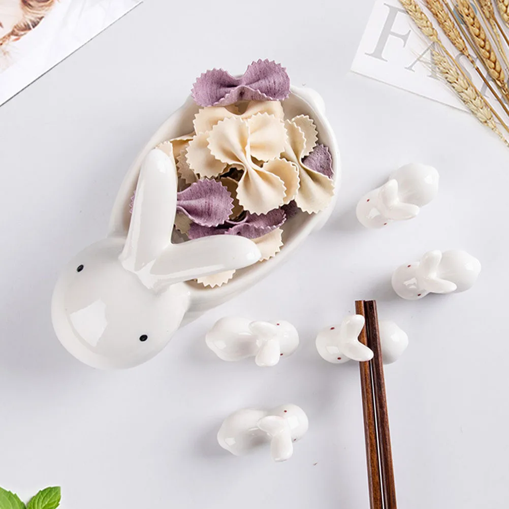 

1Set Ceramic Chopsticks Rest Set Rabbit Design Chopsticks Holder for Home Restaurant Kitchen Table Decor