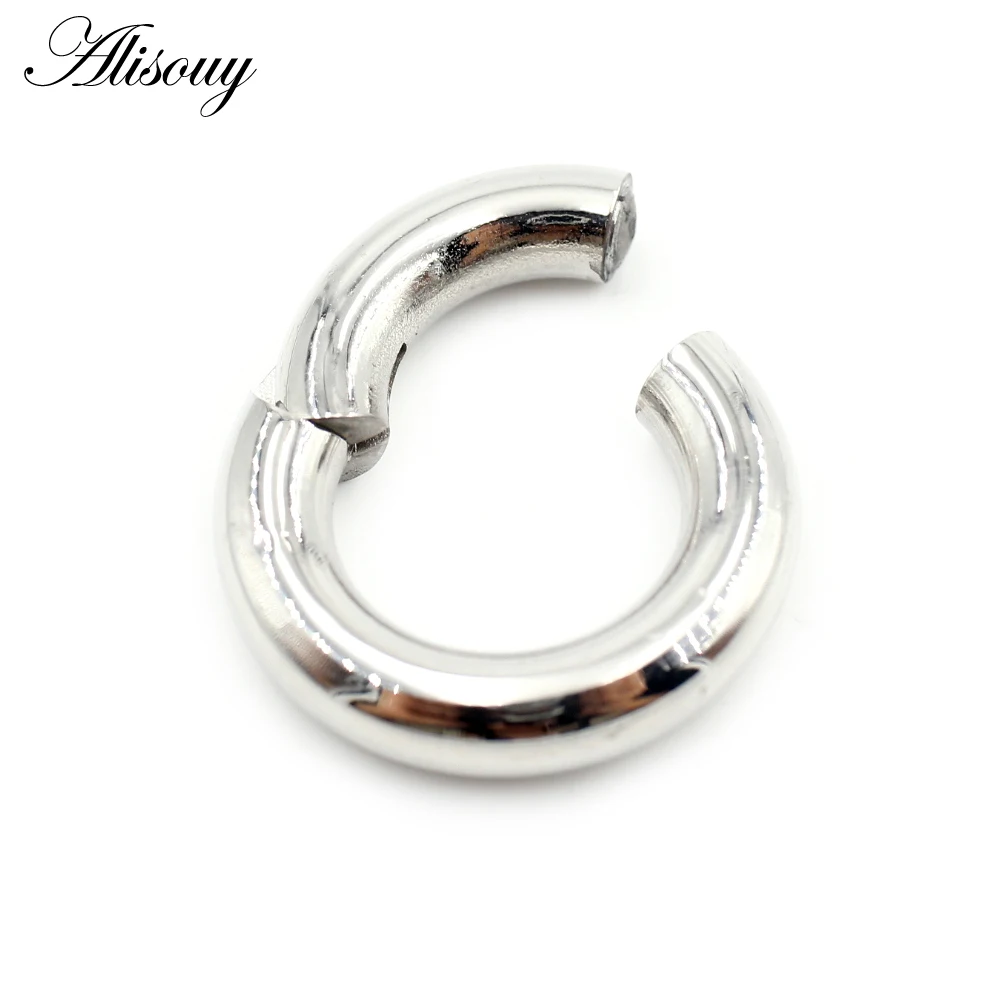 Alisouy 1PC Stainless Steel Large size Round Hinged Clicker Nose Septum Rings Clip Hoop Cartilage Earrings Body Piercing Jewelry