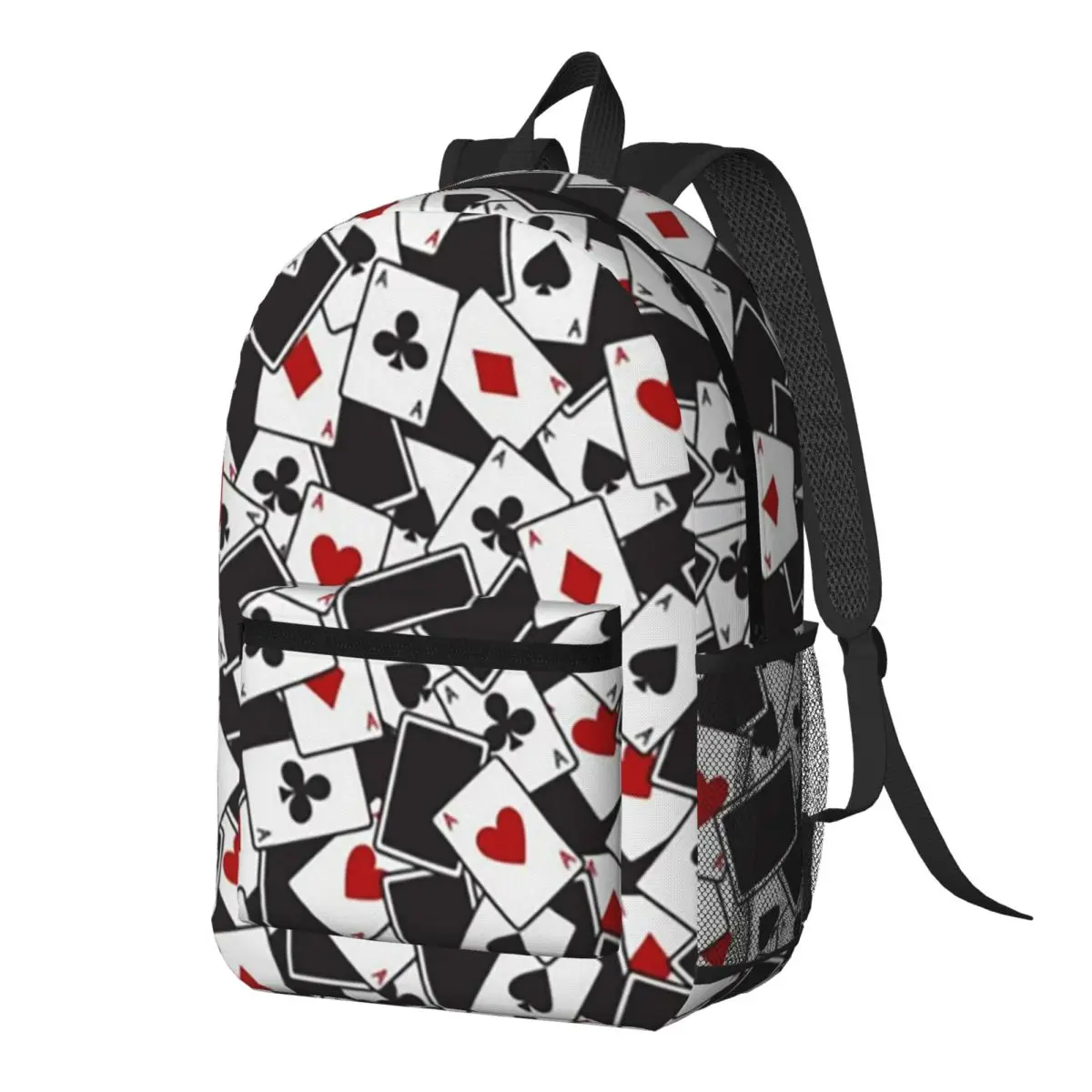 Playing Cards Poker Print Backpack Daypack Large Capacity Children BookBag School Bag Shoulder Bags for Men Women