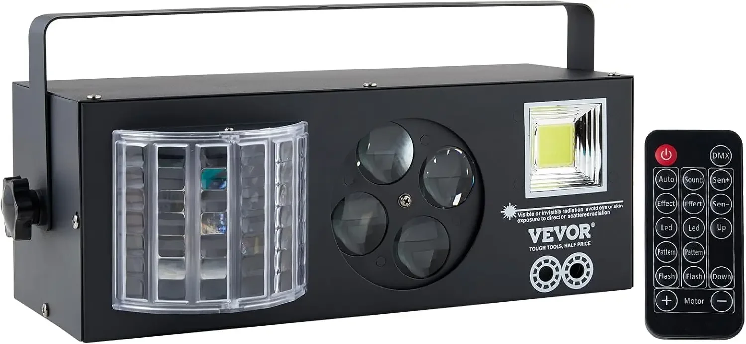 

4 in 1 RGB Party Lights, LED Pattern Strobe Light, Mixed Lighting Effects Sound Activated with Red & Green Effect Light