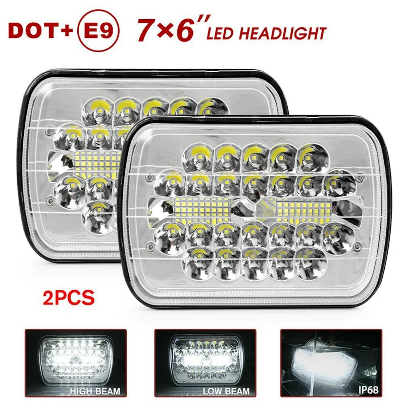 

1Pair 150W 5X7 Inch 7X6 Inch LED Osram Headlights Hi-Lo Beam Crystal Clear Sealed For Truck