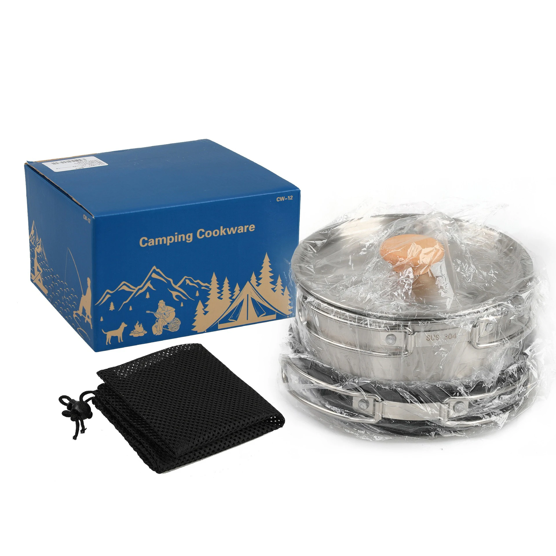 مجموعة أواني طهي للتخييم من الفولاذ المقاوم للصدأ من Leaftour - أواني الطبخ الخارجية لـ 2-3 أشخاص #6