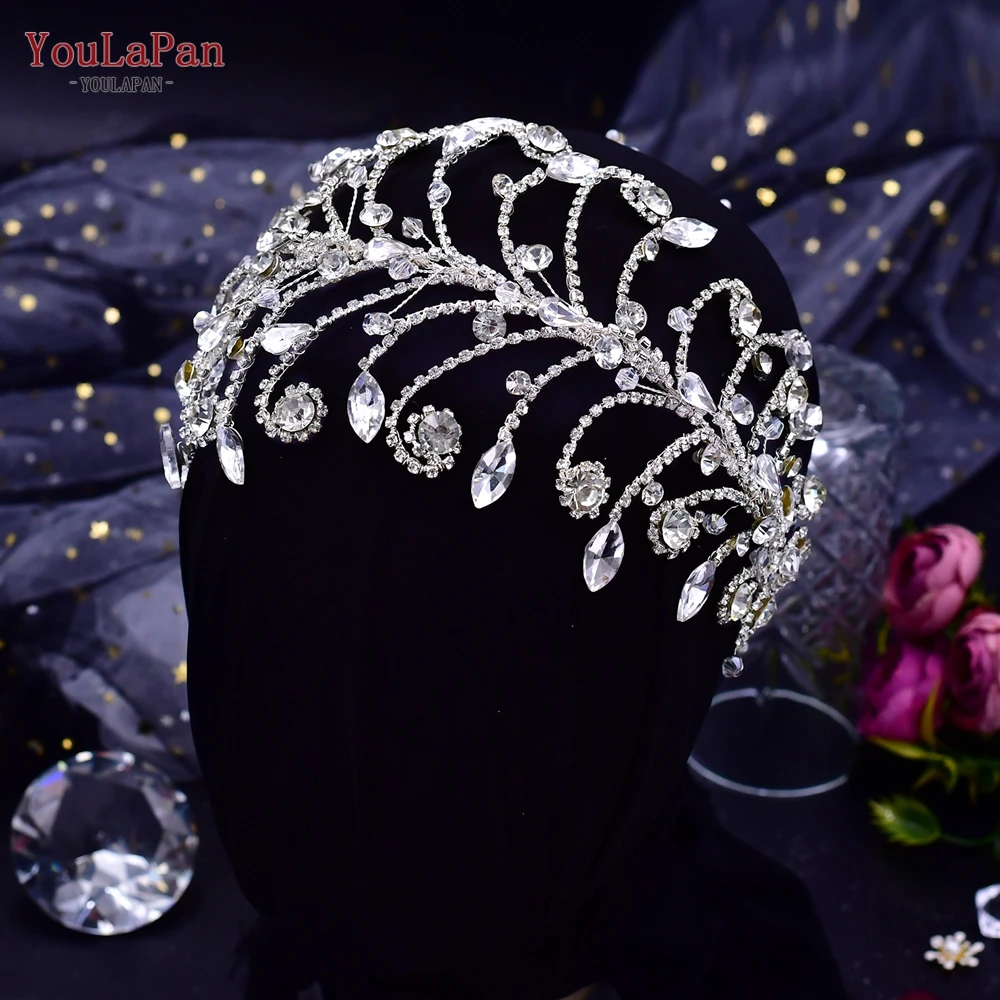 YouLaPan – bandeaux de cheveux en strass pour femmes, accessoires de coiffure de princesse pour mariage, couleur argent, à la mode, tête de mariée, HP250