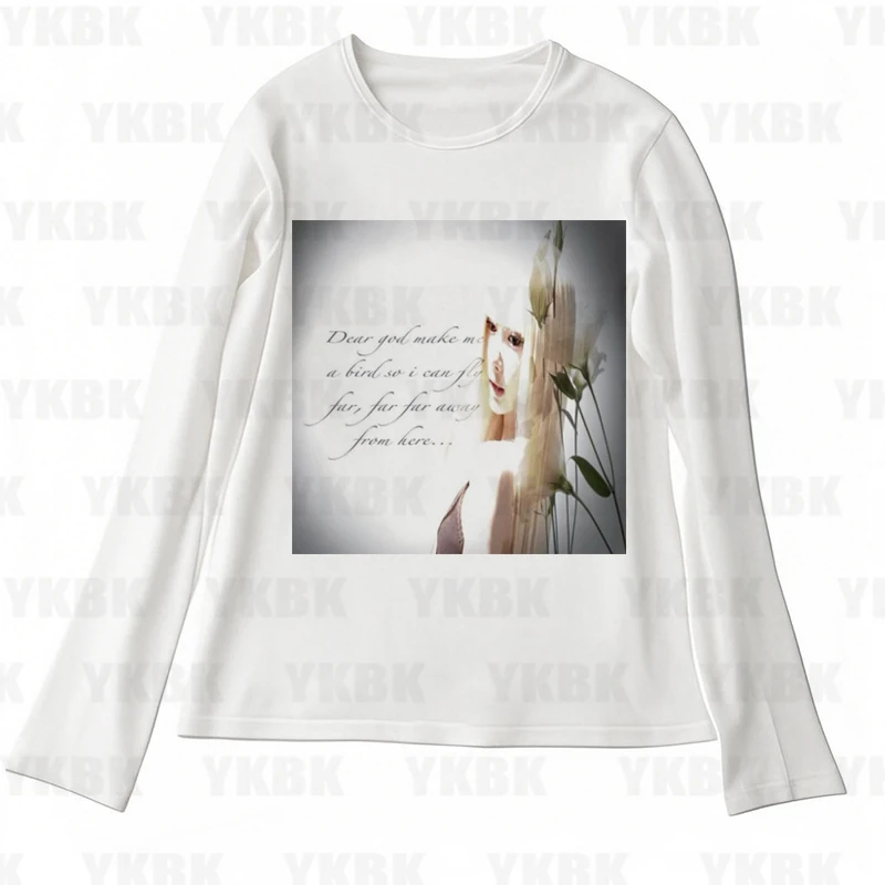 

Women Harajuku Vintage Punk Print Anime Retro Sweet Spicy Skinny Tops Lady Casual T-Shirts Girls Portrait Print Long Sleeve Emo