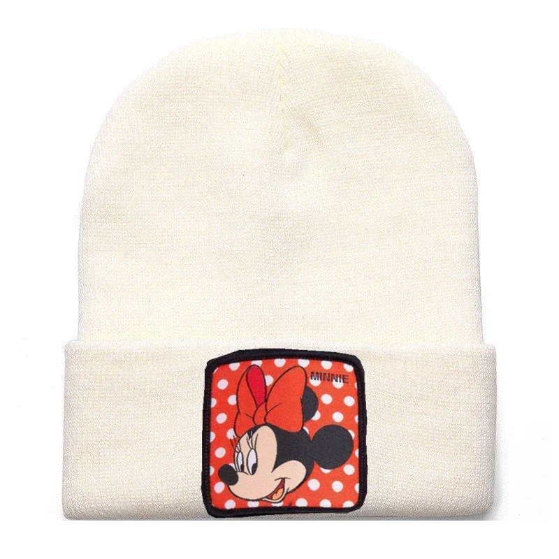 Anime Cartoon Hat Disney Minnie Cold Cap Hip-hop Street Dance Hat Winter Wool Cap Rolled Knit  Solid Unisex Cap