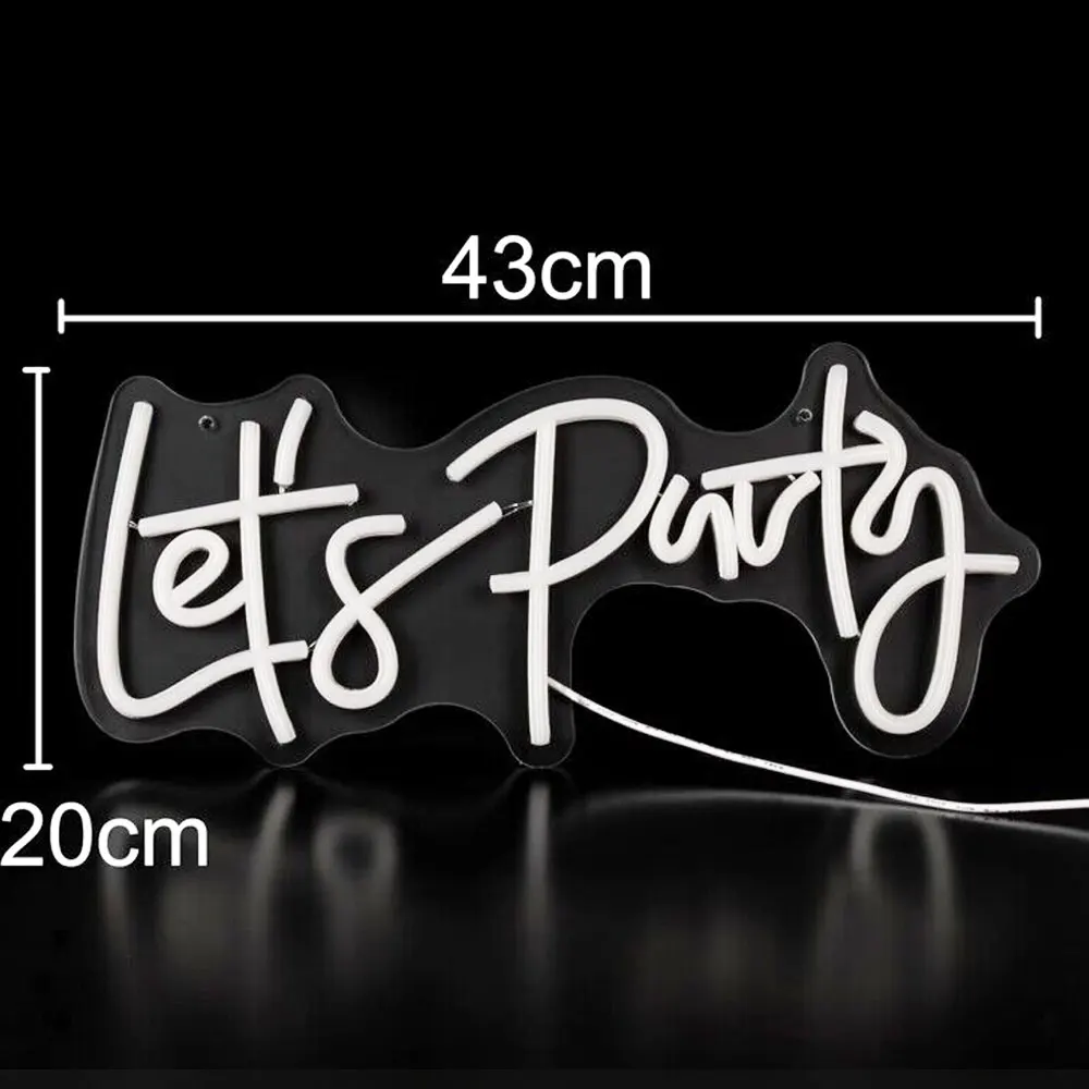 Let's Party Neon Sign USB Acrylic Let's Party Lights for Birthday Baby Bridal Shower Wedding Anniversary Party Backdrop Decor