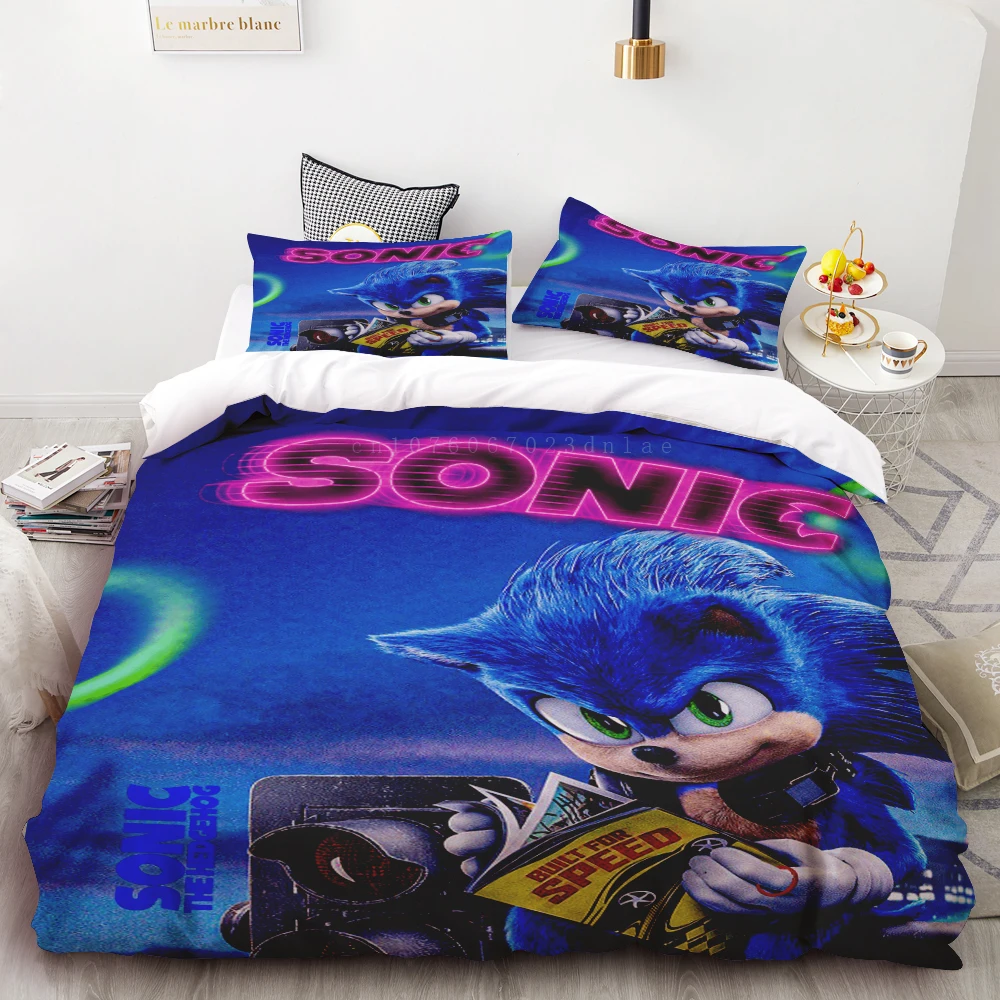 

Duvet Cover Sonic Game Cartoon Duvet Quilt Comforter Cover Sets Bedroom Home Bedding Set Children Boys Girls Kids Hoilday Gift