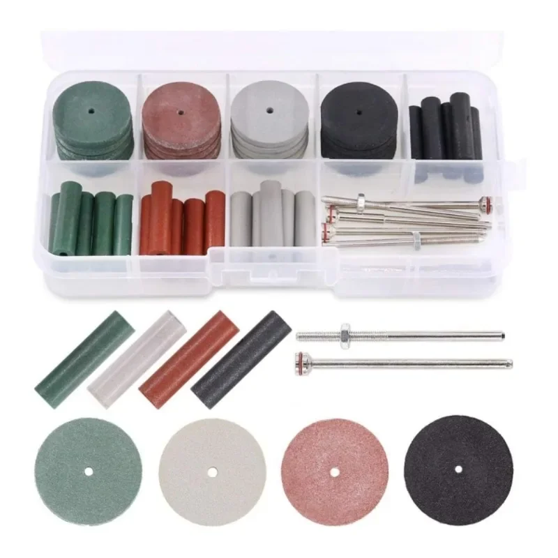 45Pcs Polishing Wheels Kit 40Pcs Lab Beauty Silicone Rubber Polishing Wheels 5 Mandrel Shank for Hand Pieces Rotary Tool