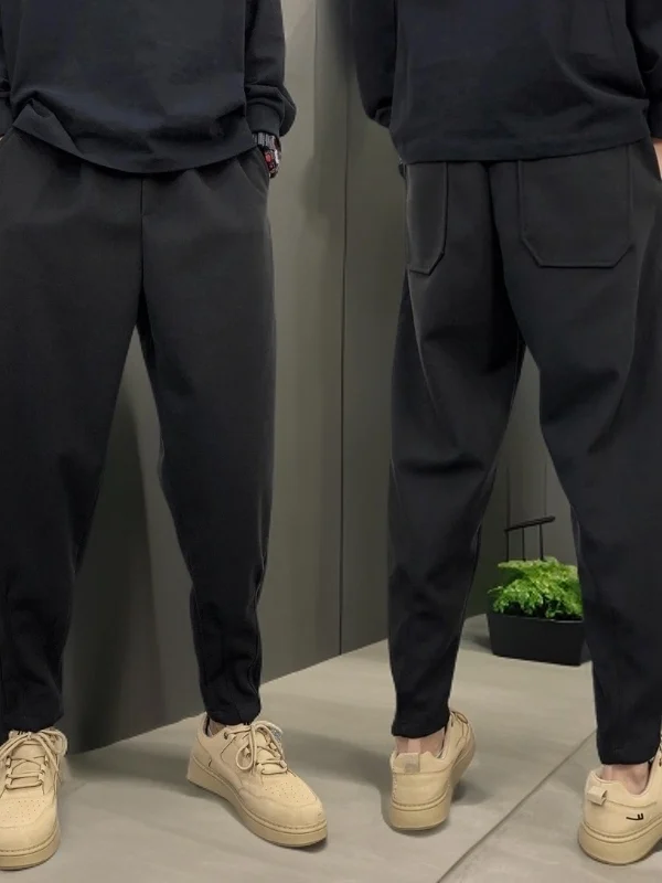 

Мужские шерстяные брюки прямого кроя Bla, свободные, с манжетами, повседневные, простые, осенне-зимние, модные