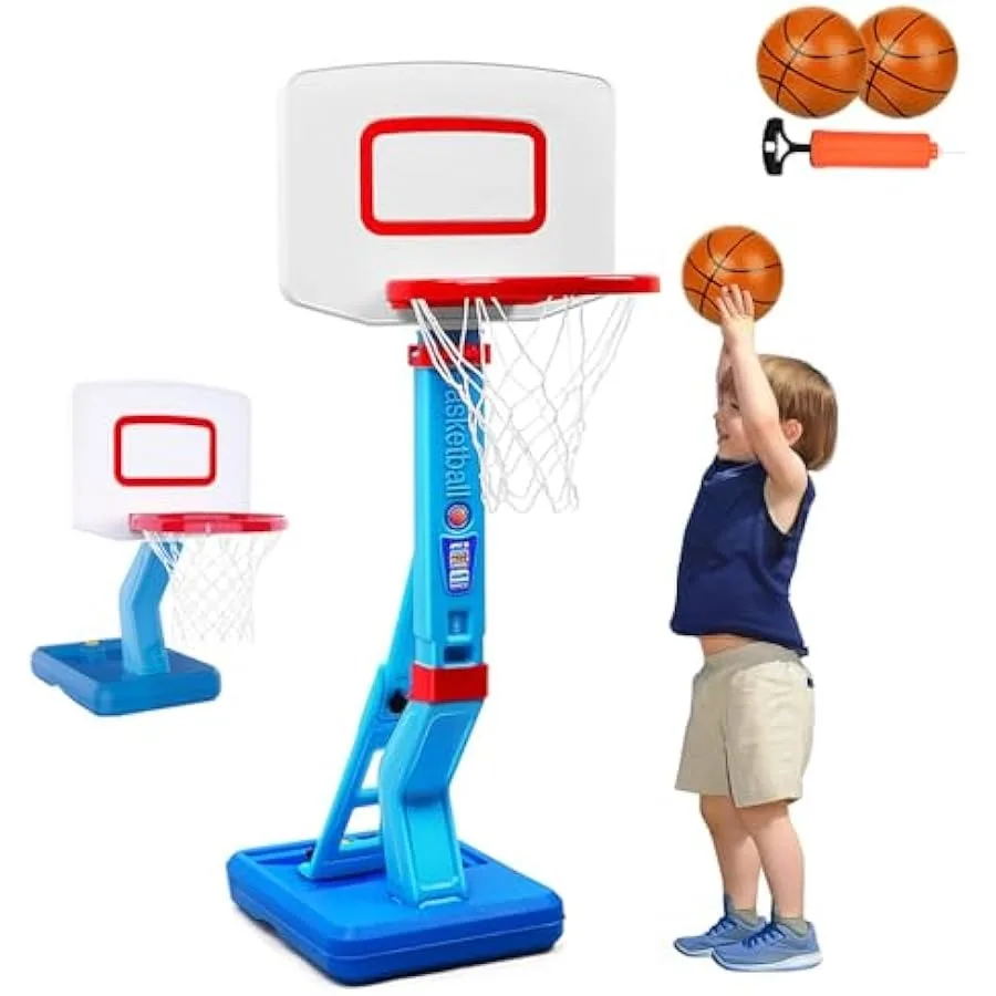 

Adjustable Toddler Basketball Hoop Indoor Outdoor Mini Poolside Toy Gift for Boys Girls Age 1-3 4-8