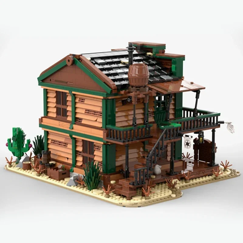 Street view Model Moc Building Brick, Oficina del Sheriff-Wild West Technology, bloques modulares, regalo de Navidad, juegos de bricolaje, montaje