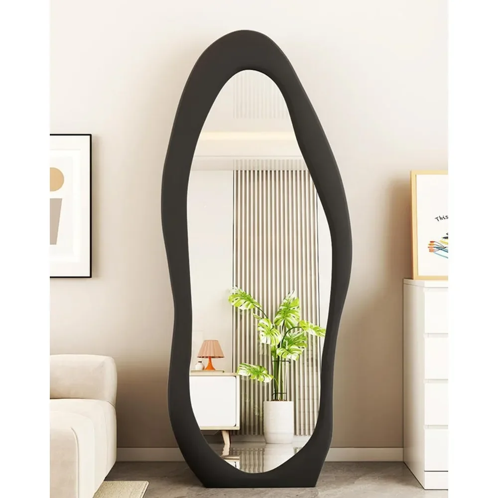 Miroir sur pied mural en forme de nuage, miroir pleine longueur avec support, 63 po x 24 po