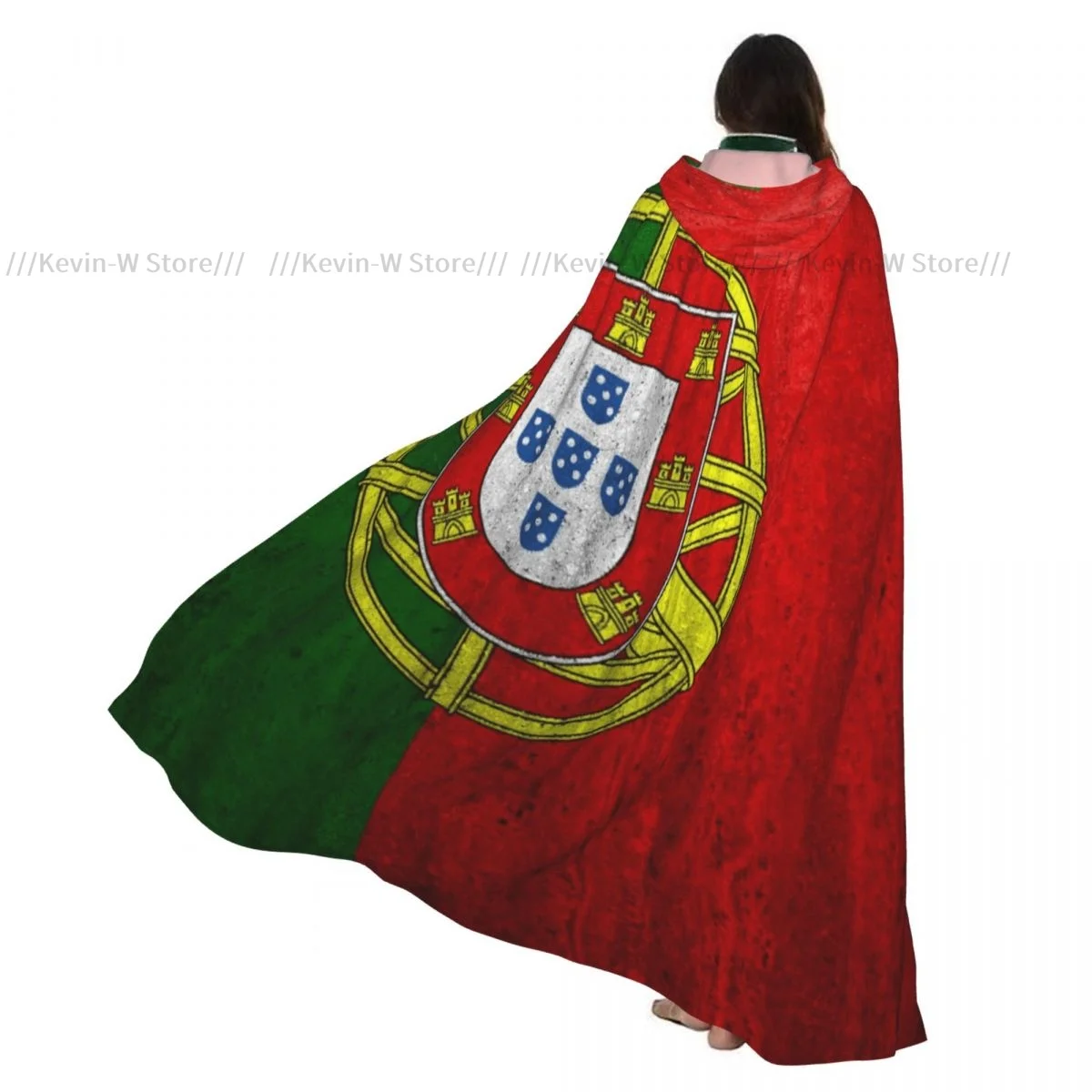 

Long Cape Cloak Portugal Flag Hooded Cloak Coat Autumn Hoodies