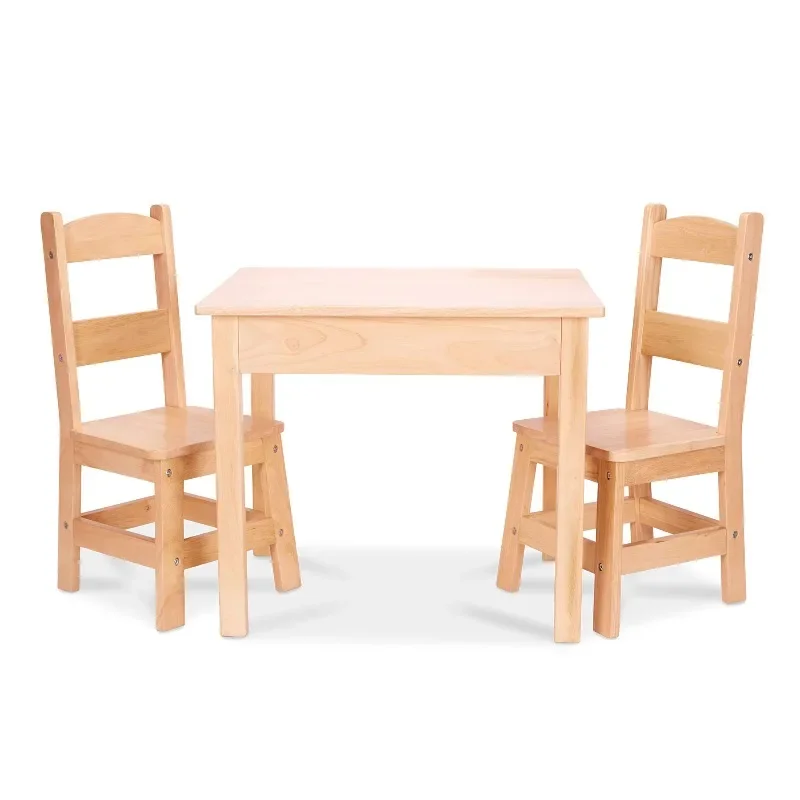 Wooden table and two chairs set, playroom wooden children's table set, baby eco-friendly home furniture
