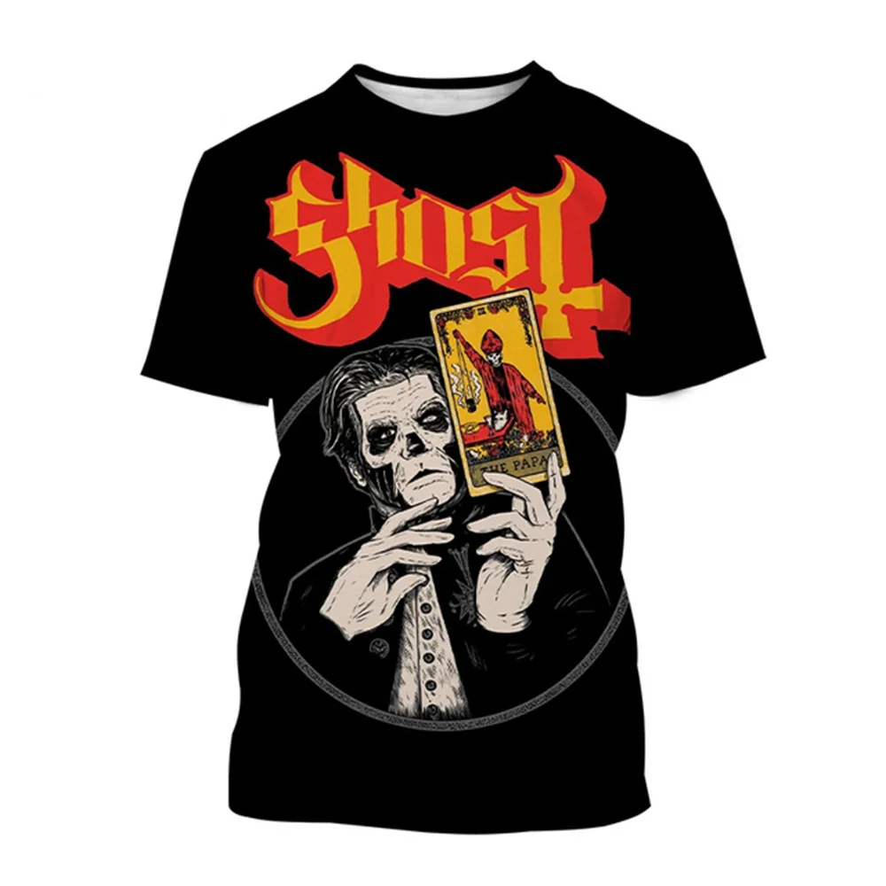 Hot Sale Summer Ghost Band Horror 3d Printed T-Shirt Fashion Fun Hip Hop Personality Street Baggy Plus Size O Neck Short Sleeve