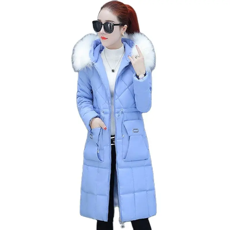 

Aew Cotton-padded Women's Coat Winter Korean Slim Fur Collar Cotton-padded in Long Knee-length Cotton-PaddedCoat