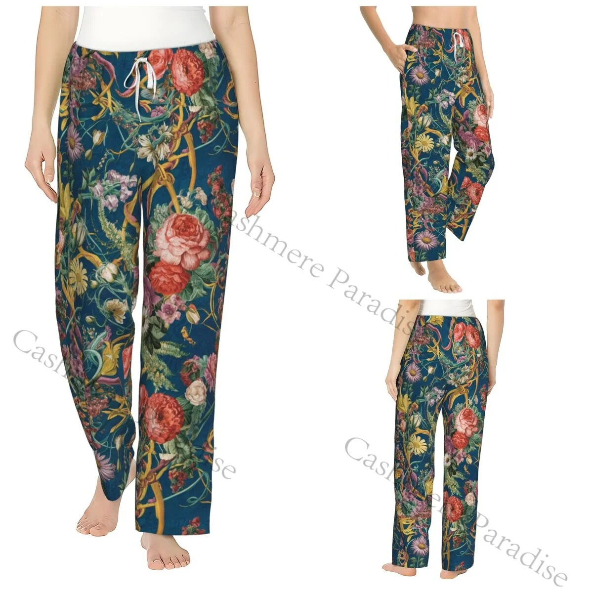 

Funny William Morris Compton Floral Art Nouveau Pattern Warm Women Pajama Pants Flannel Sleep Bottoms Soft Fleece Loungewear