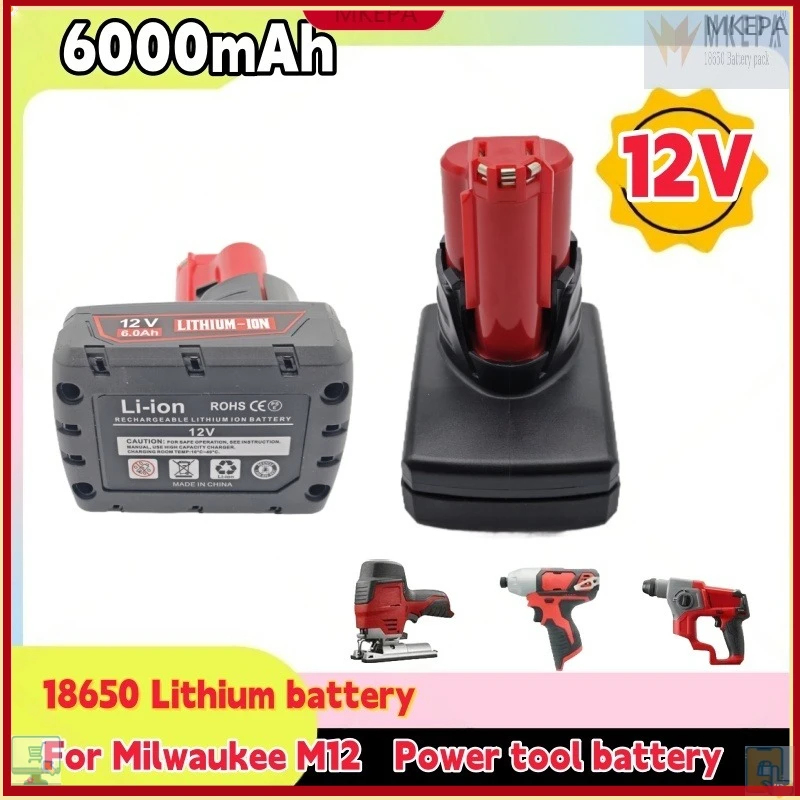 🛫FOR M12 12V 6Ah lithium battery for Milwaukee 12V M12 XC 48-11-2410 48-11-2420 48-11-2411 12-Volt C