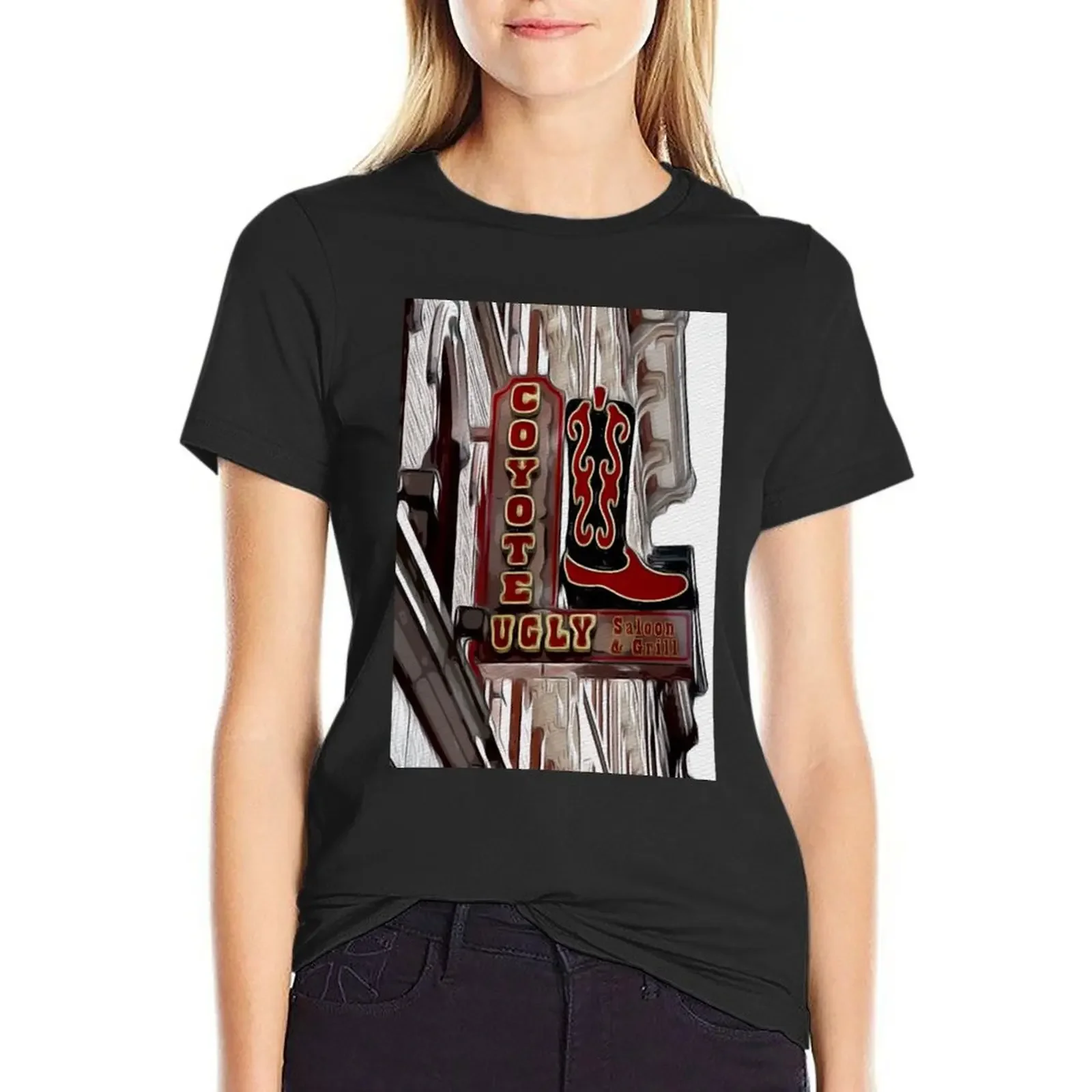 

Coyote Ugly Saloon Sign T-Shirt heavyweights tops anime plain Women's t-shirt