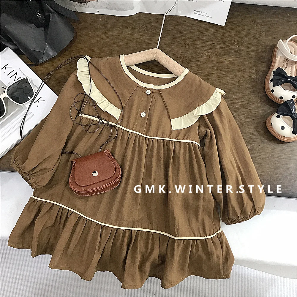 Girls Dress Spring and Autumn 2024 New Collection Childrens Spring Princess Skirt Baby Girls Long Sleeve Skirt