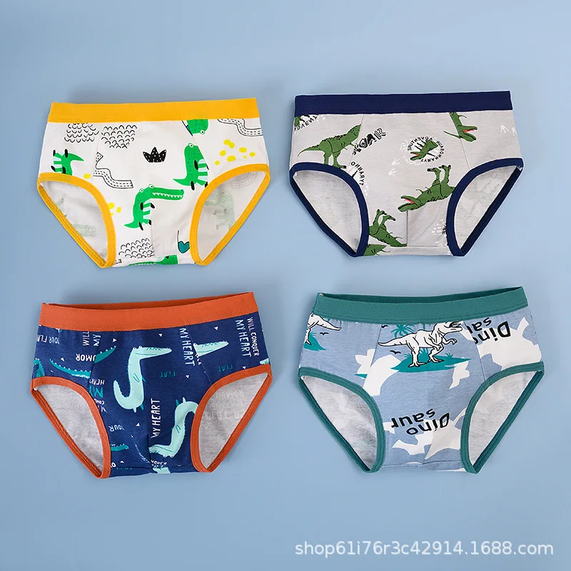 4PCS/Lot Boys Cotton Underwear 1-11Years Children Triangular Pants Teenagers Double Layer Antibacterial Underwear
