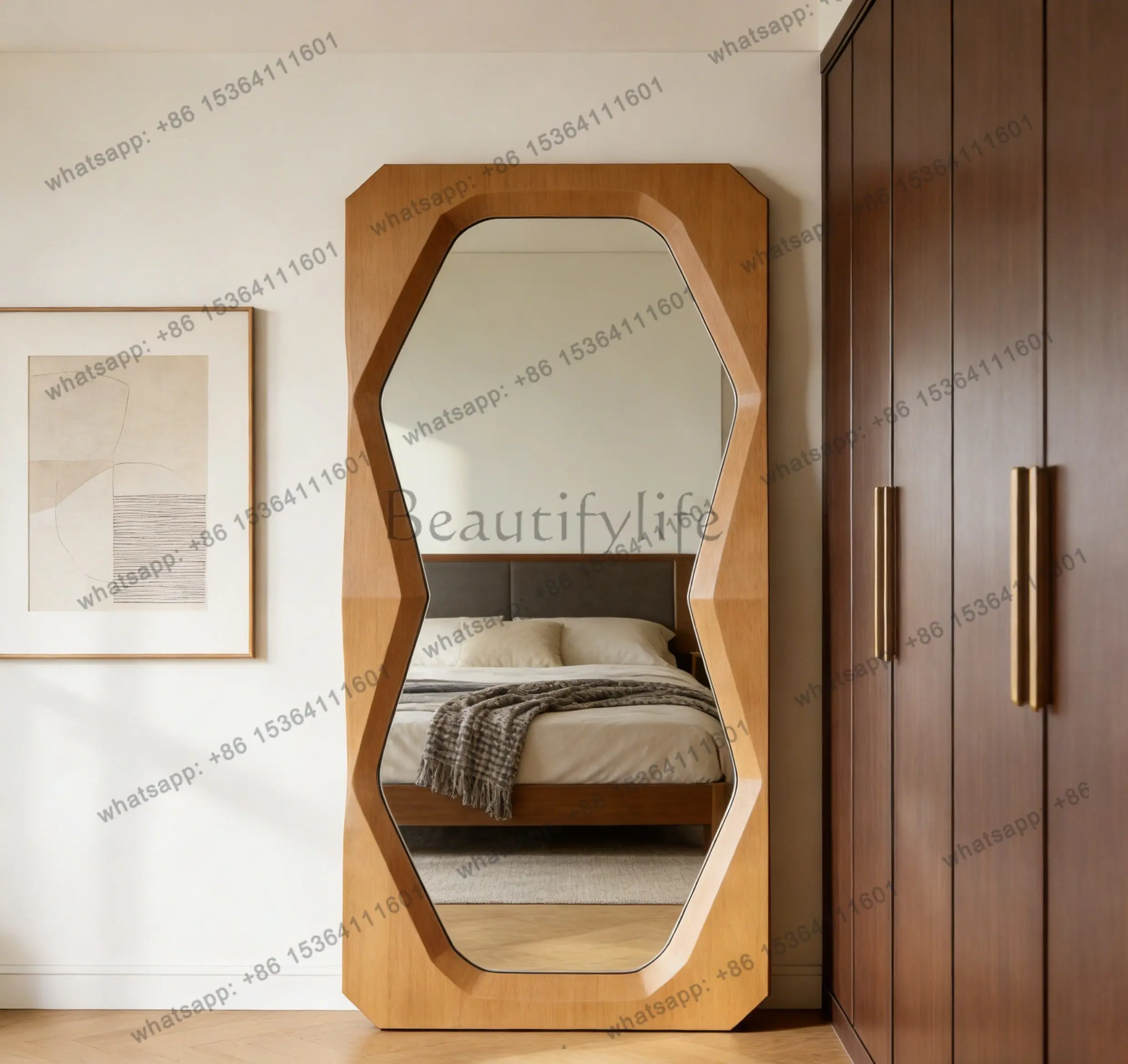 YJ French retro floor mirror, cloakroom fitting mirror, living room wall-hung dressing mirror