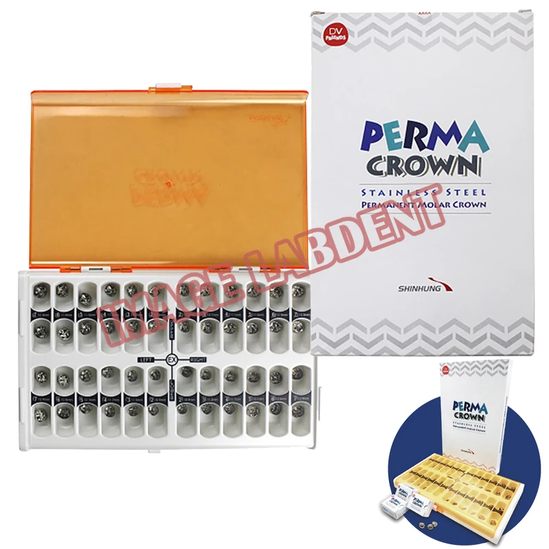 Corona Dental Perma para niños, juego de corona preformada de dientes permanentes de acero inoxidable, 48 piezas, materiales de Odontología de ortodoncia, Original de Corea