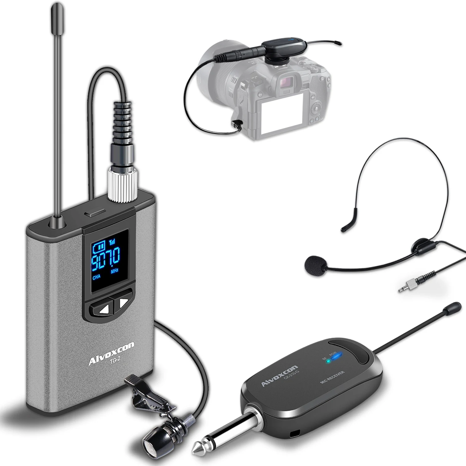 

For Panvotech High Quality External DSLR Wireless Lavalier Studio Recording Microphone for Camera & Conference Use