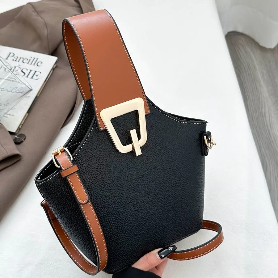 

2025 Trendy Women's Bucket Bag - Slim Contrast Color Shoulder Purse with Modern Aesthetic for Work & Outings