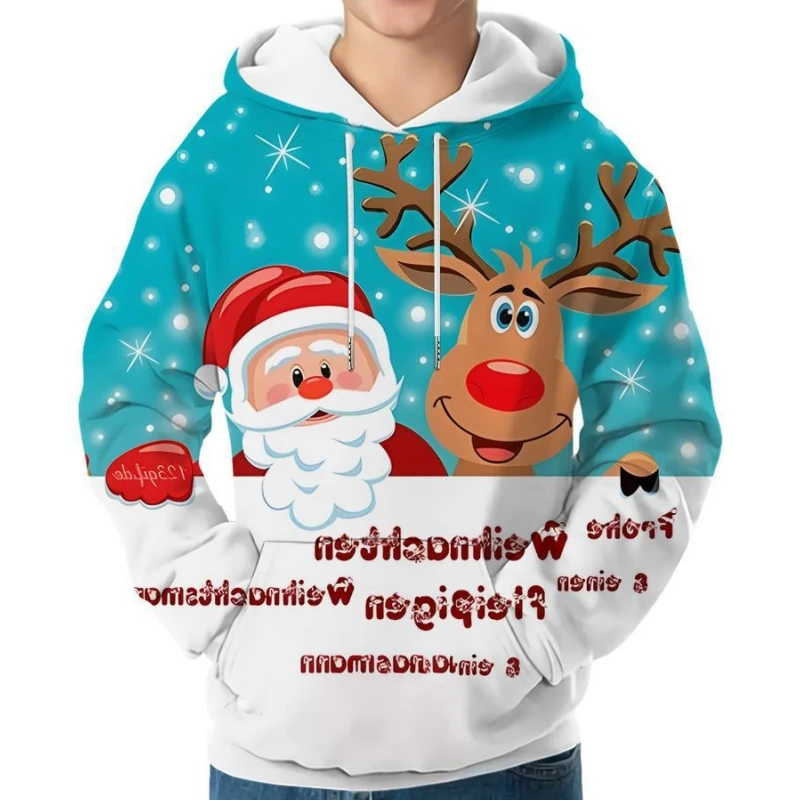 Christmas Clothing For Men&Women 2024 Autumn Winter Hoodie Family Outfit Cute Reindeer Red White Joyful Hot Sale y2k Clothes