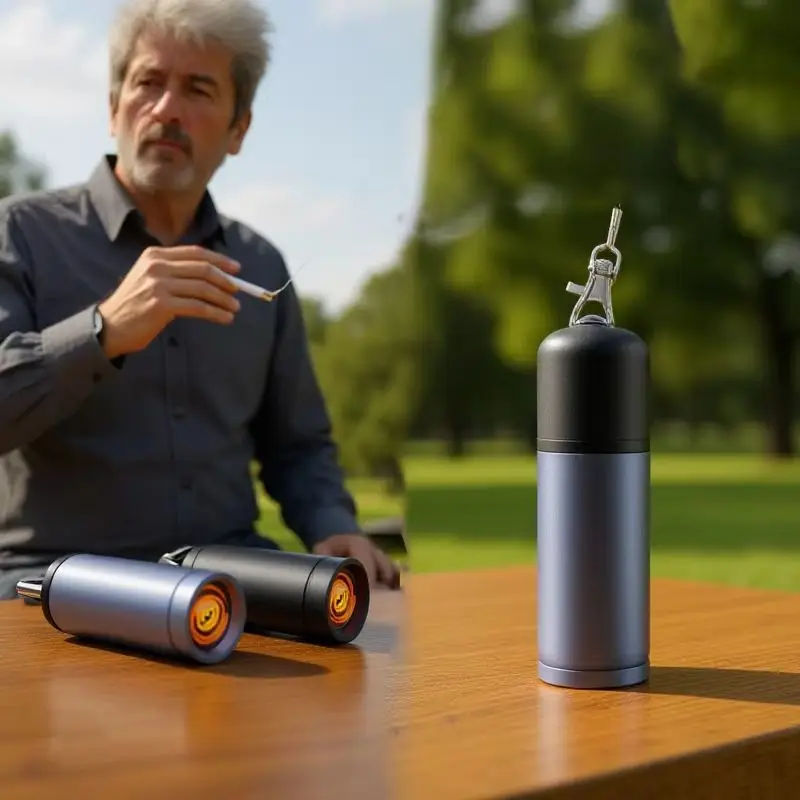 Type C No Battery No Flame Portable Safety Lighter Adapter Mini Lighter Blow-to-Ignite Auto Shut-Off For Air Travel Outdoor