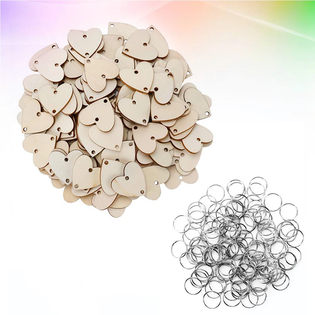 

50pcs Calendar Wood Chips Heart Shaped Wooden Ornament DIY Crafts Hanging Decorations Smooth Surface Environmental Friendly