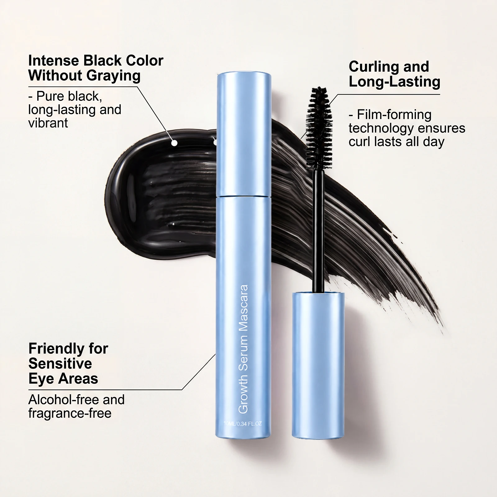 Máscara de pestañas negra de e - Eyelash Extension For No Eyelid reseña y precio
